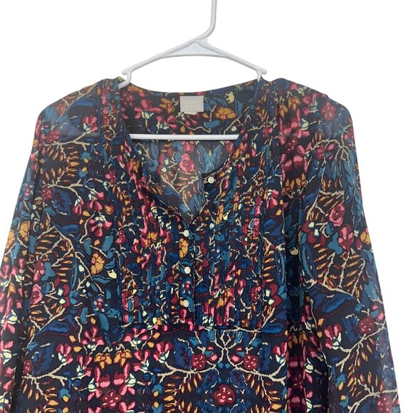 Converse One Star Womens Floral Long Sleeve Top Blouse SZ M Multicolor - Picture 9 of 9